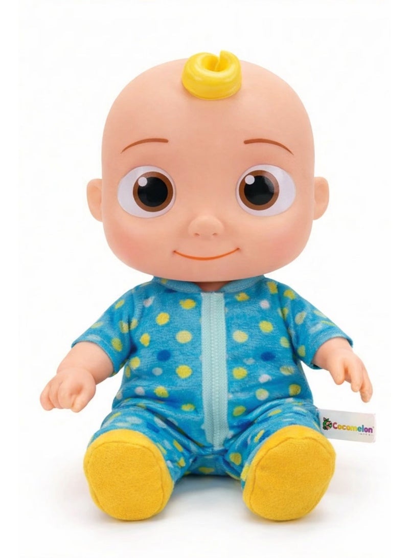 Musical Bedtime JJ Doll Coco-melon Baby Toy – Soft Plush Body Toy for Toddlers 18M+ | Plays Nursery Rhymes & Sounds | JJ Figure in Blue Polka-Dot Pajama Romper with Yellow Feet | Sleep Companion & Birthday Gift for Boys & Girls - Image 2